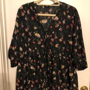 LUCCA floral lace up shirt